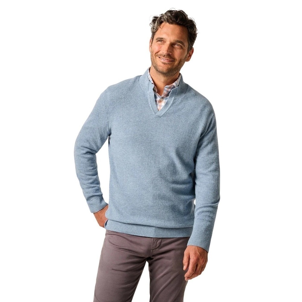 Merino Wool Cotton Cashmere Blend Johnnie-O XL Breeze 1/4 Zip Mock Neck Sweater - Picture 2 of 10